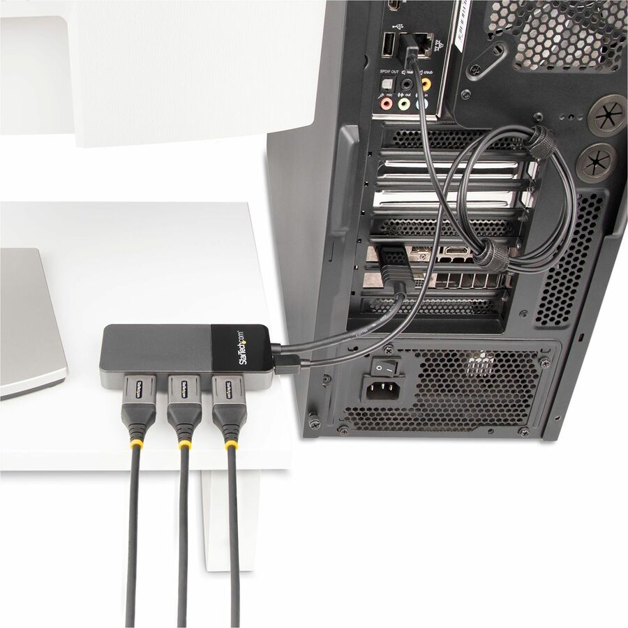 StarTech.com 3-Port DisplayPort 1.4 Splitter, DisplayPort to 3x DP Multi-Monitor Adapter, Triple 4K Computer MST Hub, Windows Only MST14DP123DP