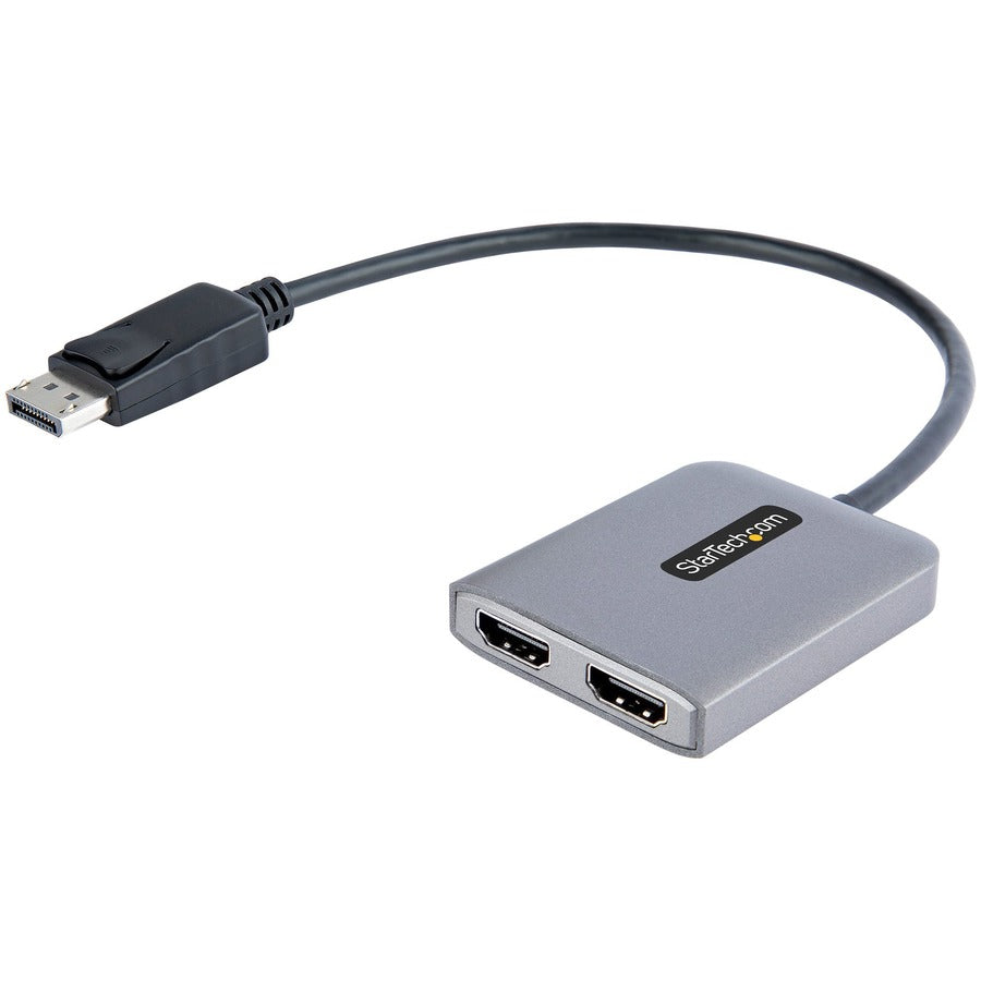 StarTech.com DP to Dual HDMI MST HUB, Dual HDMI 4K 60Hz, 2 Port DisplayPort Multi Monitor Adapter with 1ft/30cm Cable, DP 1.4 | DSC | HBR3 MST14DP122HD