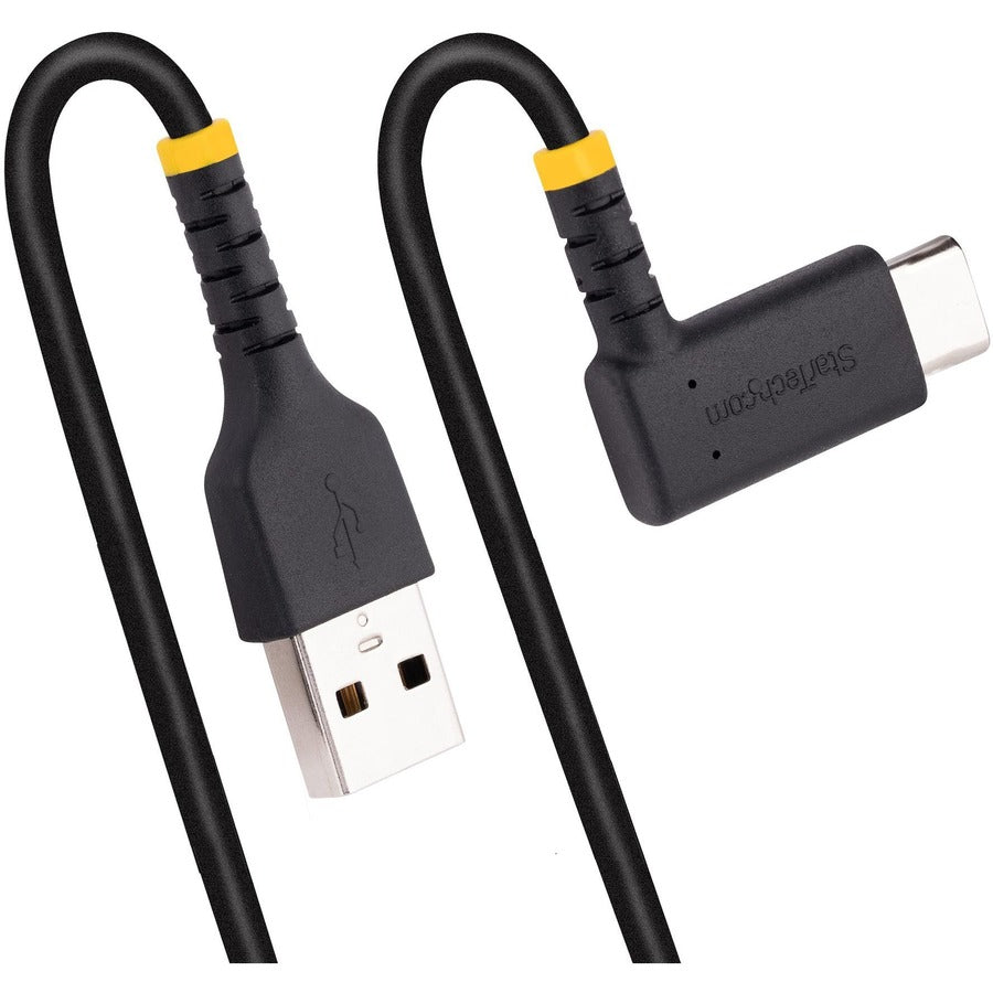 StarTech.com 6tf (2m) USB A to C Charging Cable Right Angle, Heavy Duty Fast Charge USB-C Cable, Durable and Rugged Aramid Fiber, 3A R2ACR-2M-USB-CABLE