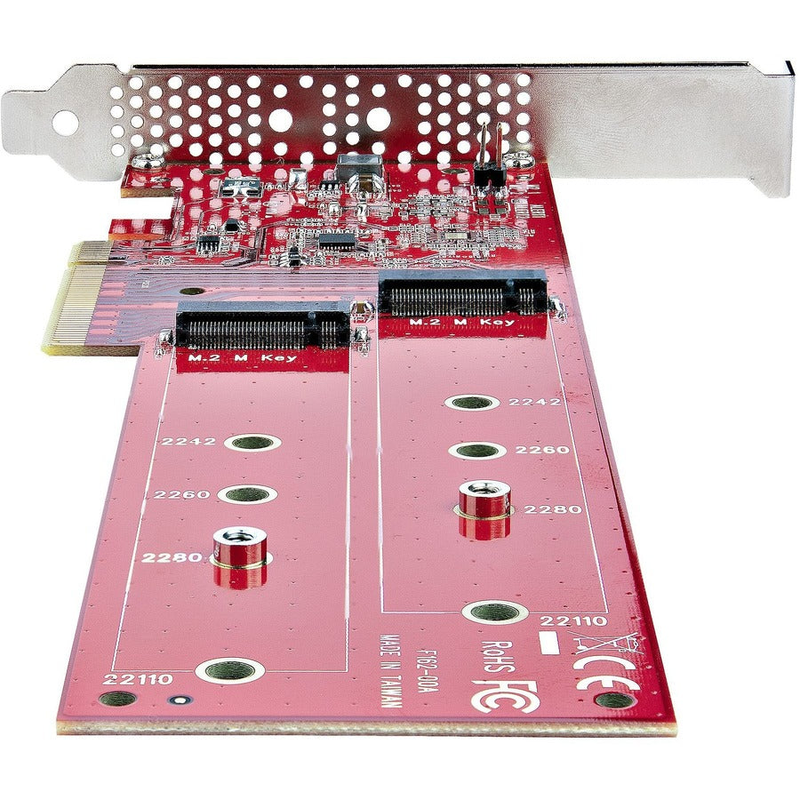 StarTech.com Dual M.2 PCIe SSD Adapter Card, x8 / x16 Dual NVMe or AHCI M.2 SSD to PCI Express 4.0, Up to 7.8GBps/Drive, For 2242/2260/2280/22110mm PCIe M-Key M2 SSDs, Bifurcation Required - PC/Linux Compatible DUAL-M2-PCIE-CARD-B