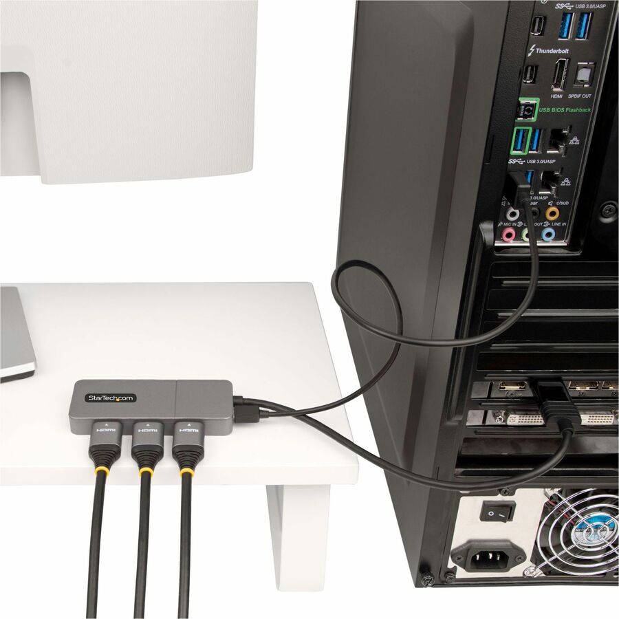 StarTech.com 3-Port MST Hub, DisplayPort to Triple 4K 60Hz HDMI, DP 1.4 Multi-Monitor Adapter, Windows Only MST14DP123HD
