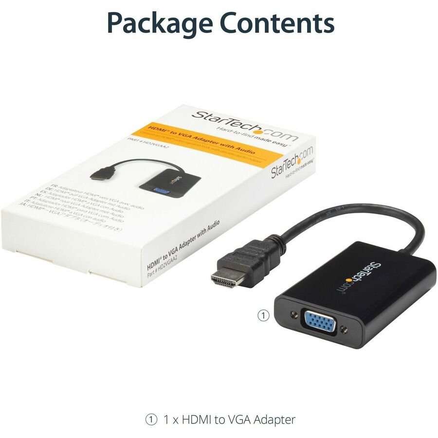 StarTech.com HDMI to VGA Video Adapter Converter with Audio for Desktop PC / Laptop / Ultrabook - 1920x1200 HD2VGAA2
