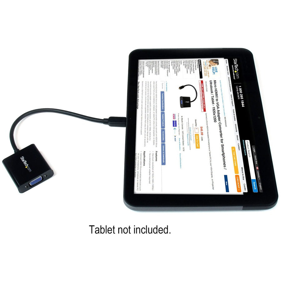 StarTech.com Micro HDMI�&reg; to VGA Adapter Converter for Smartphones / Ultrabook / Tablet - 1920x1080 MCHD2VGAE2