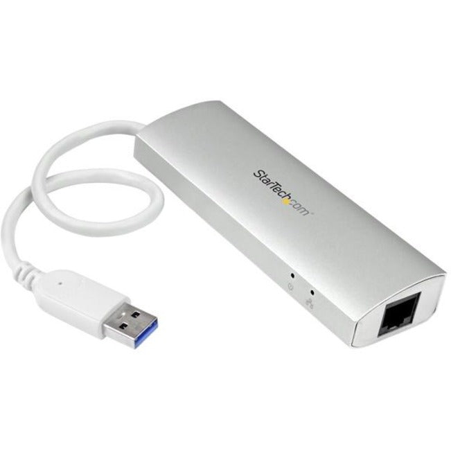 StarTech.com 3-Port USB Hub with Ethernet, USB-A Ports, Gigabit Ethernet/GbE, USB 5Gbps, Bus-Powered, Portable Laptop USB 3.0 Hub ST3300G3UA
