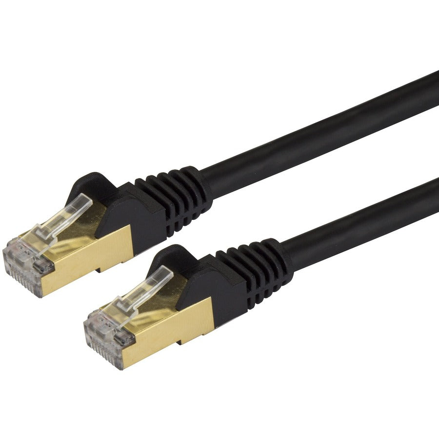 StarTech.com 10ft CAT6a Ethernet Cable - 10 Gigabit Category 6a Shielded Snagless 100W PoE Patch Cord - 10Gb Black UL Certified Wiring/TIA C6ASPAT10BK