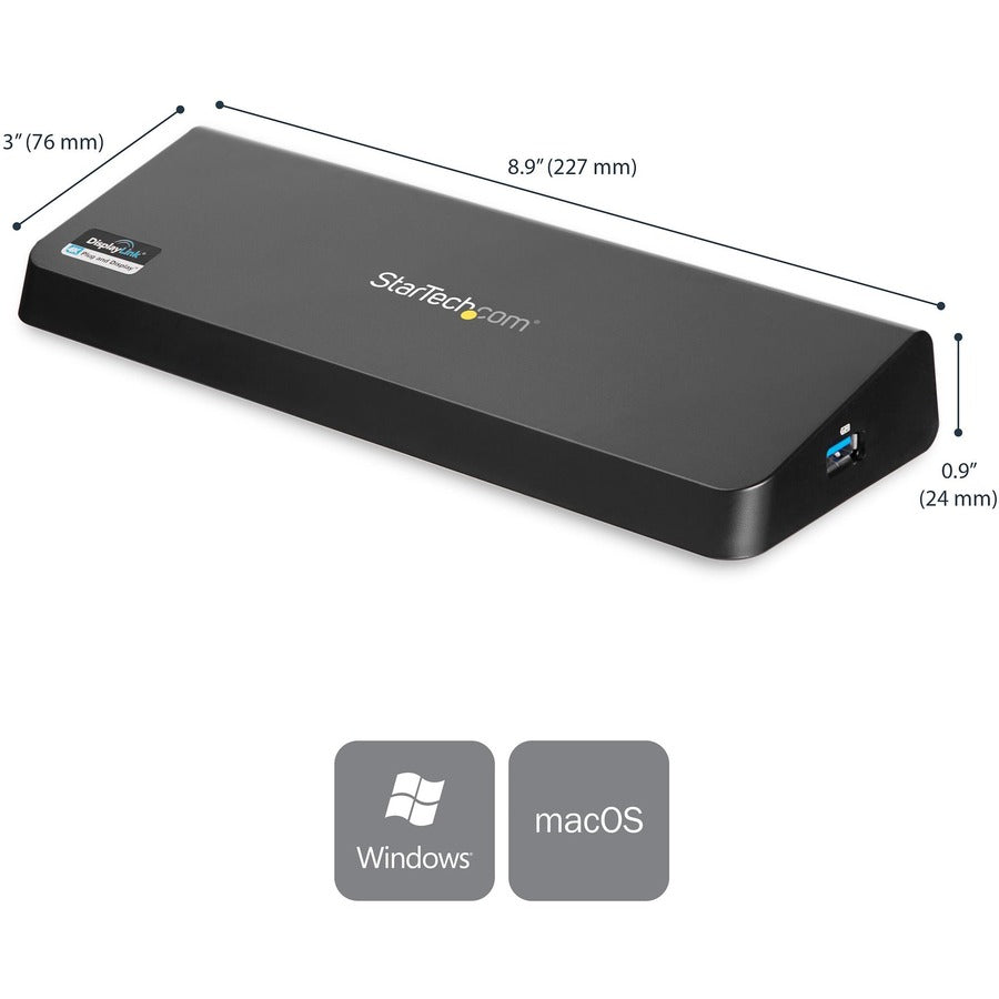 StarTech.com USB 3.0 Docking Station - Windows / macOS Compatible - Supports Dual Displays, HDMI / DisplayPort or 4K Ultra HD on a Single Monitor - USB3DOCKHDPC USB3DOCKHDPC