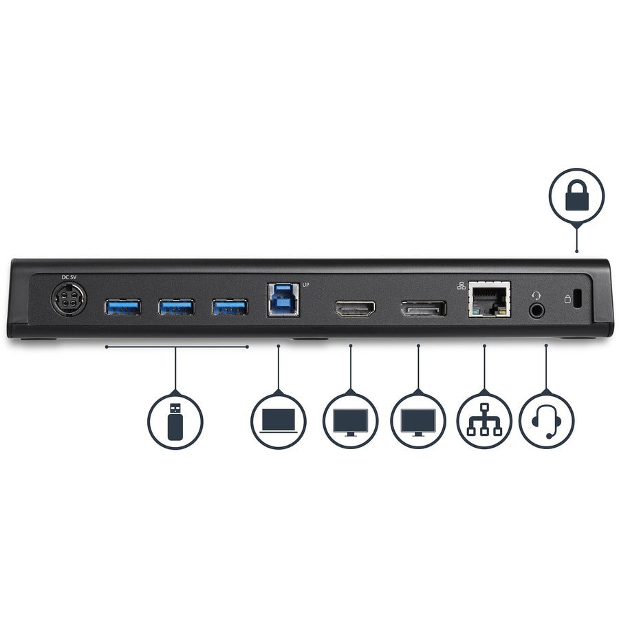 StarTech.com USB 3.0 Docking Station - Windows / macOS Compatible - Supports Dual Displays, HDMI / DisplayPort or 4K Ultra HD on a Single Monitor - USB3DOCKHDPC USB3DOCKHDPC