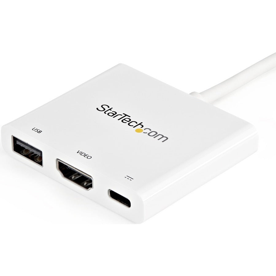 StarTech.com USB C Multiport Adapter with HDMI 4K & 1x USB 3.0 - PD - Mac & Windows - White USB Type C All in One Video Adapter CDP2HDUACPW