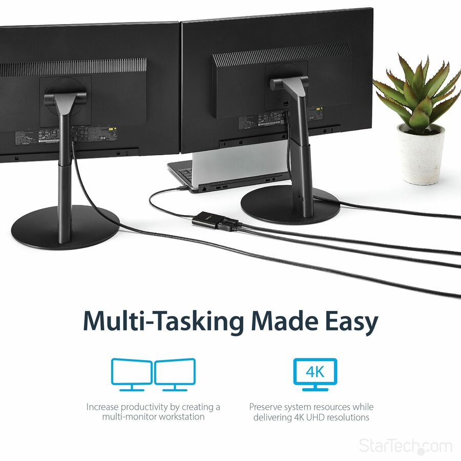 StarTech.com USB-C to Dual DisplayPort 1.2 Adapter, USB Type-C Multi-Monitor MST Hub, Dual 4K 30Hz DP Display Extender/Splitter, Windows MSTCDP122DP