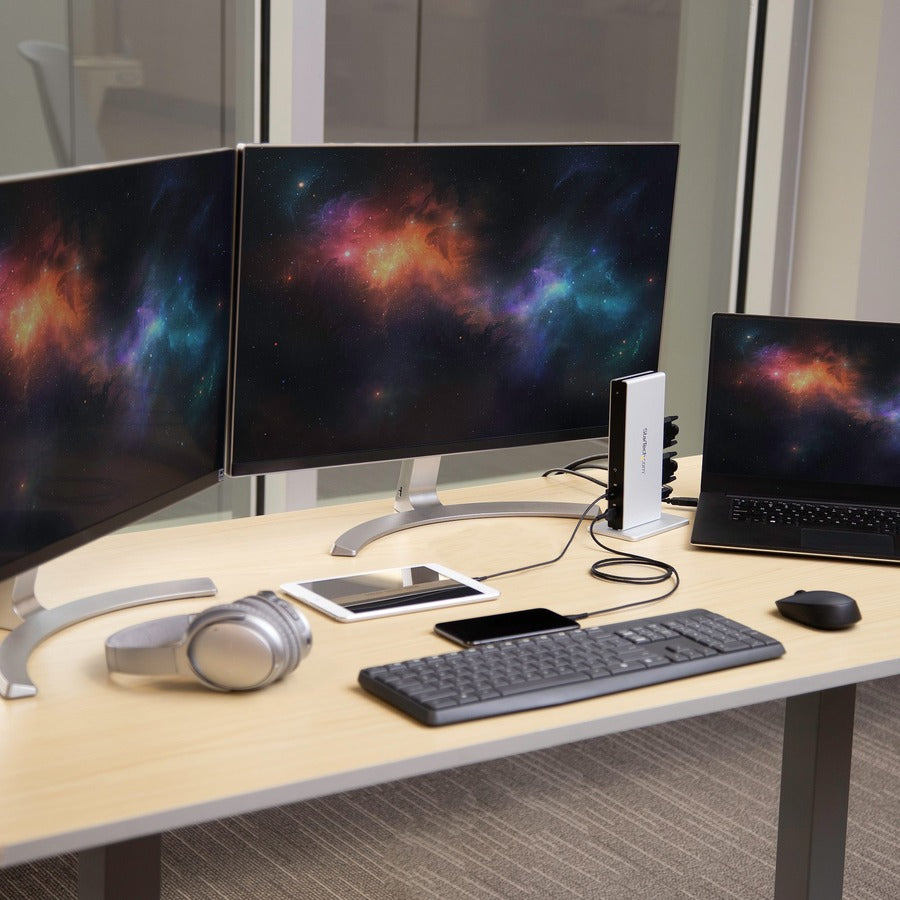 StarTech.com USB 3.0 Docking Station - Compatible with Windows / macOS - Dual DVI Docking Station Supports Dual Monitors - DVI to HDMI and DVI to VGA Adapters Included - USB3SDOCKDD USB3SDOCKDD