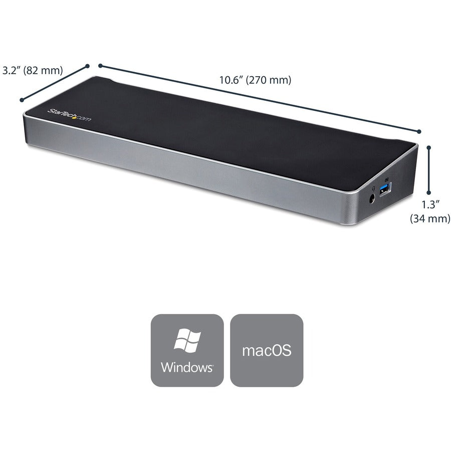 StarTech.com USB C Dock - Compatible with Windows / macOS - Supports Triple 4K Ultra HD Monitors - 60W Power Delivery - Power and Charge Laptop and Peripherals - DK30CH2DPPD DK30CH2DPPD