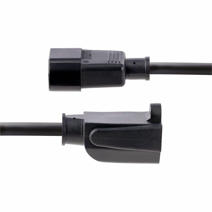 StarTech.com 1ft (0.3m) Power Extension Cord, IEC C14 to NEMA 5-15R, 10A 125V, 18AWG, Black, Outlet Extension Cable for Network Equipment PAC10010PK