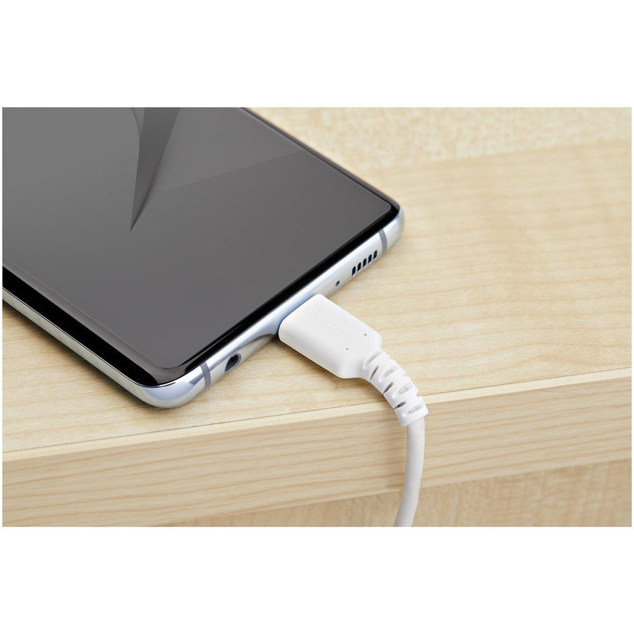 StarTech.com 1m USB A to USB C Charging Cable - Durable Fast Charge & Sync USB 2.0 to USB Type C Data Cord - Aramid Fiber M/M 3A White RUSB2AC1MW
