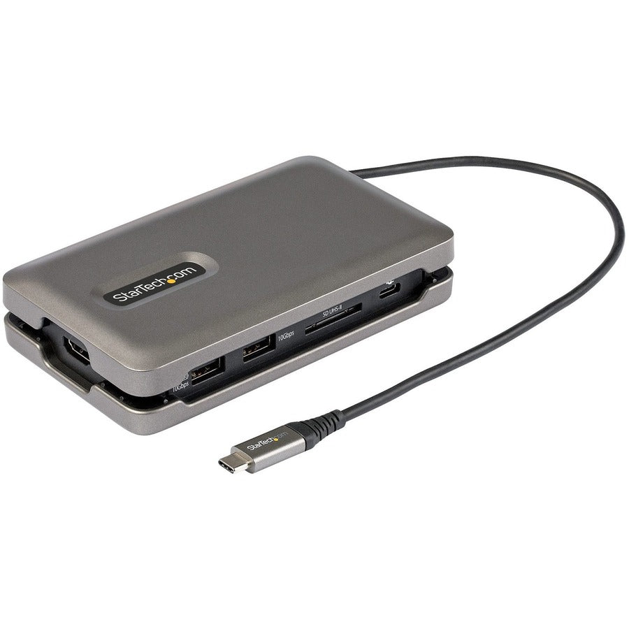 StarTech.com USB C Multiport Adapter, USB C to 4K 60Hz HDMI 2.0, 2-Port 10Gbps USB Hub, 100W Power Delivery Pass-through, GbE, SD/MicroSD DKT31CSDHPD3