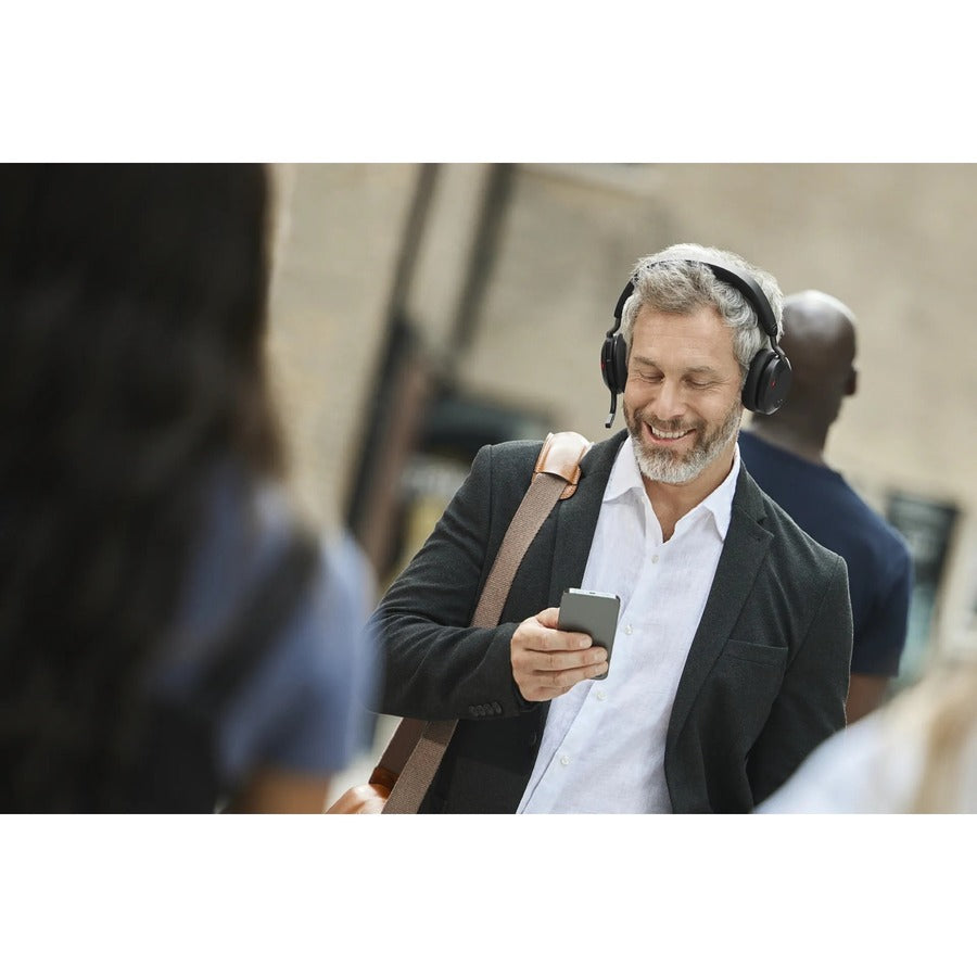 Jabra Evolve2 75 Wireless On-ear Stereo Headset - USB-C - For MS Teams - With Charging Stand - Black - Binaural - Ear-cup - 3000 cm - Bluetooth - 20 Hz to 20 kHz - MEMS Technology Microphone - Noise Cancelling 27599-999-889