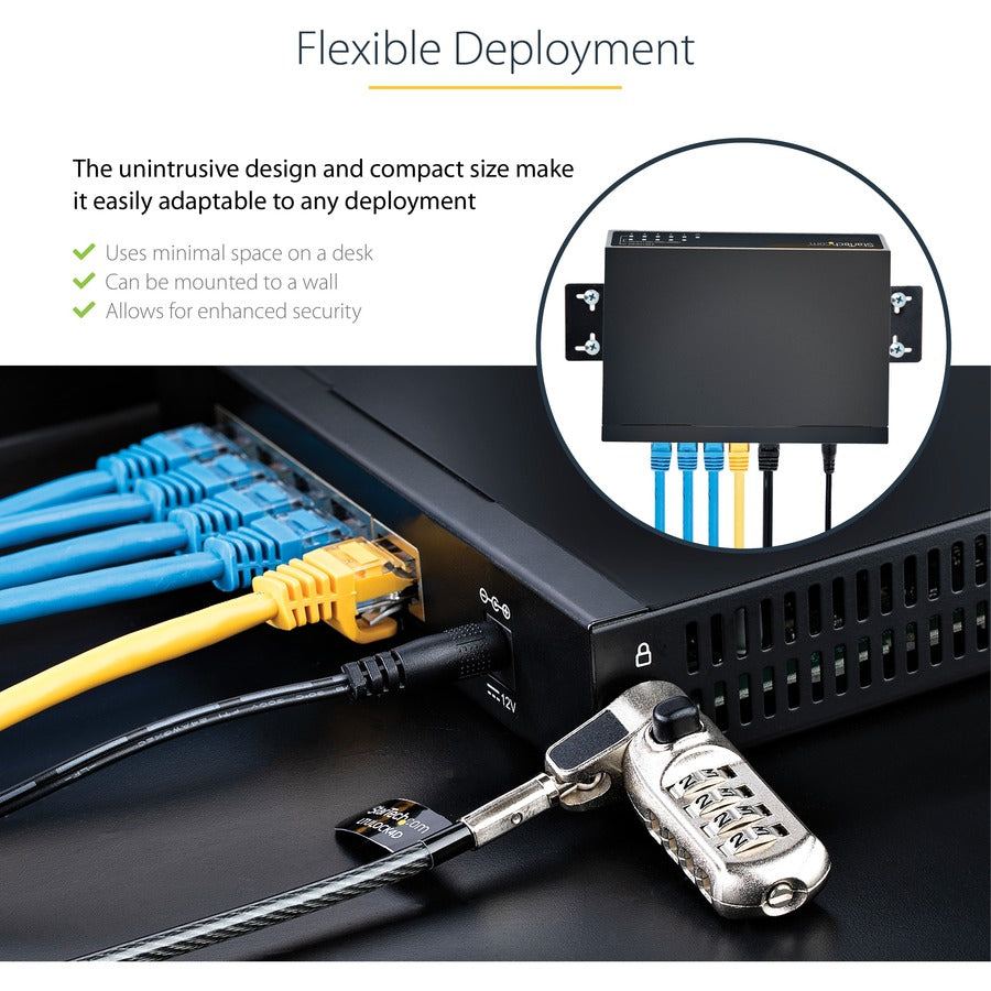 StarTech.com Unmanaged 2.5G Switch, 5 Port 2.5GBASE-T Unmanaged Ethernet Switch, Din Rail | Wall Mount, Multi-Gigabit, Auto-MDIX, 9K Jumbo DS52000