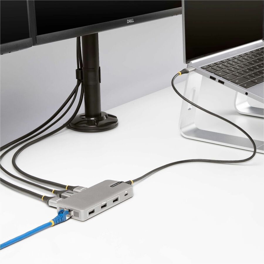 StarTech.com USB-C Triple-Monitor Multiport Adapter, HDMI & DisplayPort, 3x 10Gbps USB Hub, PD Pass-Through, GbE, Travel Docking Station 117B-USBC-MULTIPORT