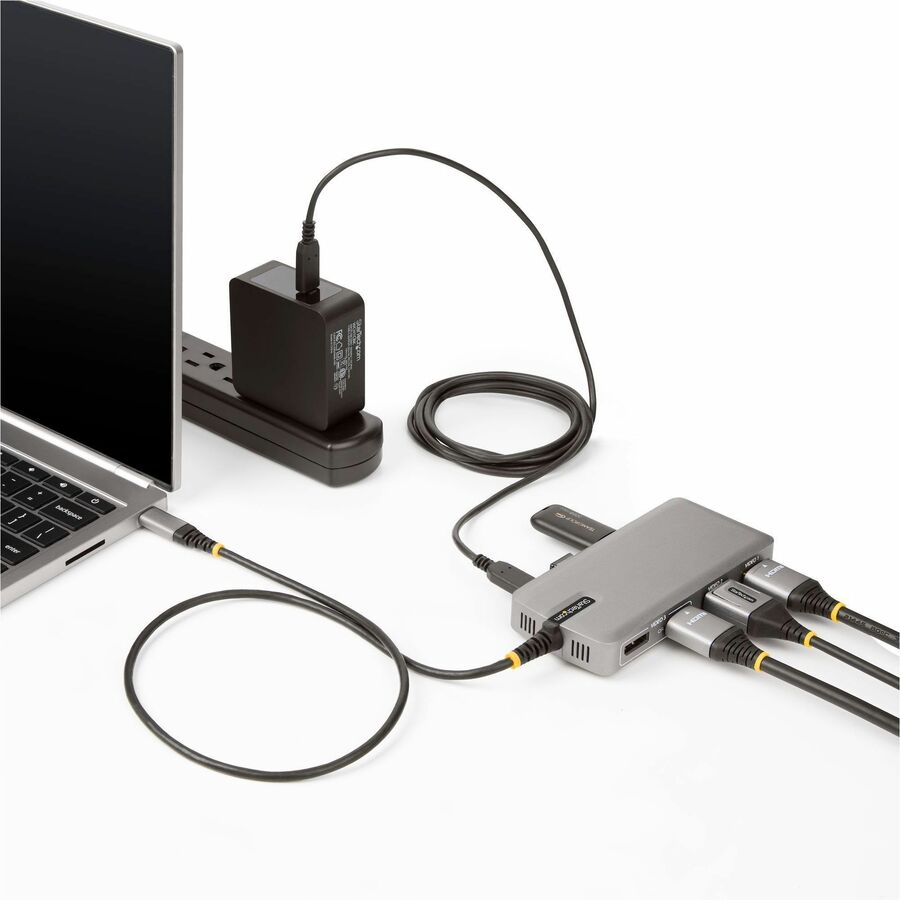 StarTech.com USB-C Triple-Monitor Multiport Adapter, HDMI & DisplayPort, 3x 10Gbps USB Hub, PD Pass-Through, GbE, Travel Docking Station 117B-USBC-MULTIPORT