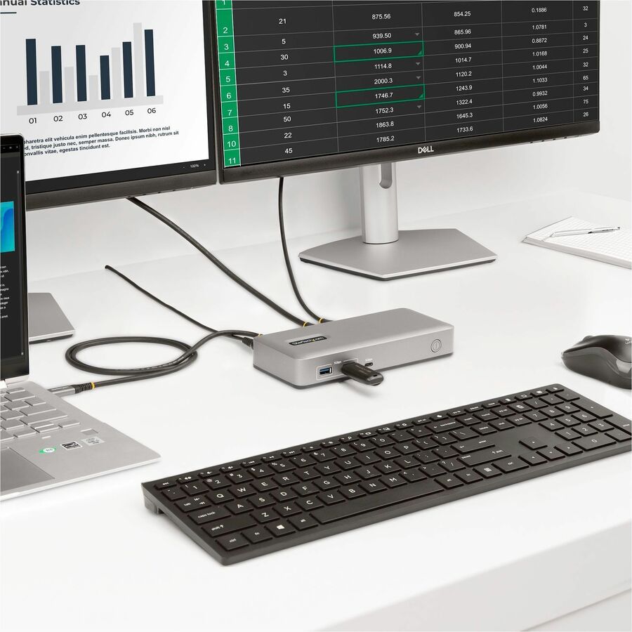 StarTech.com Dual-Monitor USB-C Docking Station, DisplayPort & HDMI/VGA Multi Monitor Dock up to 4K 60Hz, USB-C Dock, 7x USB Hub, 85W PD 101N-USBC-DOCK
