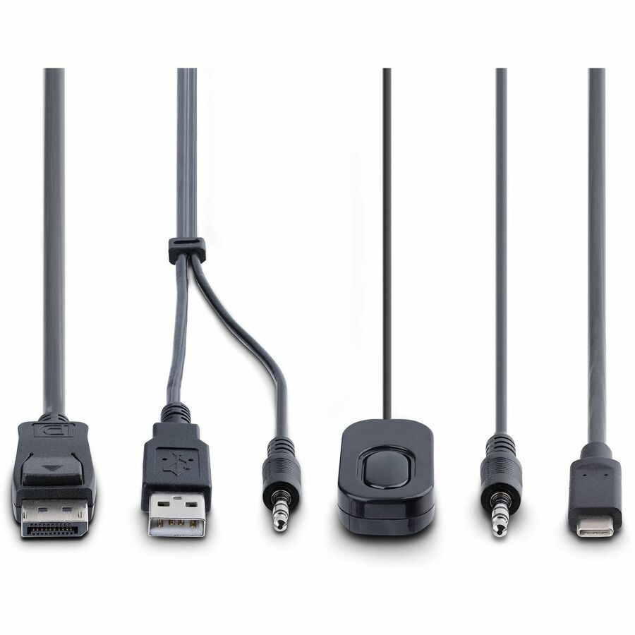 StarTech.com 2-Port Hybrid USB-C DisplayPort Cable KVM Switch, 4K 60Hz, Compact KVM with 6ft/1.8m USB-A & 4ft/1.2m USB-C Integrated Cables C2-D46-UAC-CBL-KVM