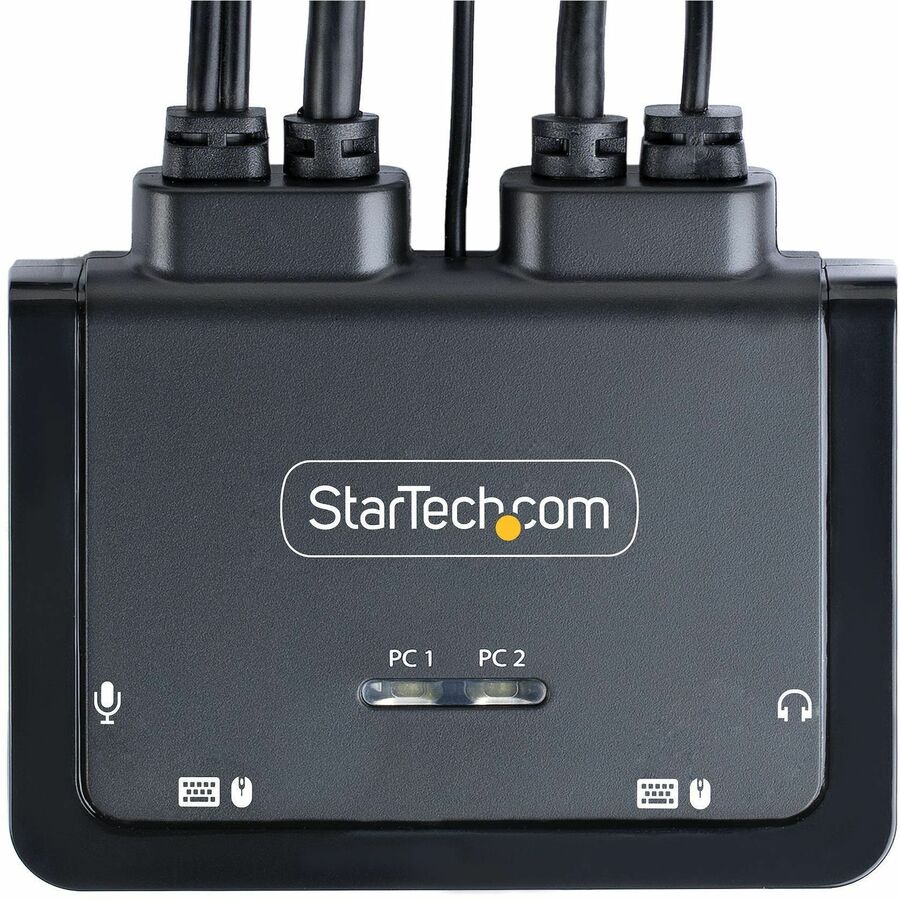 StarTech.com 2-Port Hybrid USB-C DisplayPort Cable KVM Switch, 4K 60Hz, Compact KVM with 6ft/1.8m USB-A & 4ft/1.2m USB-C Integrated Cables C2-D46-UAC-CBL-KVM