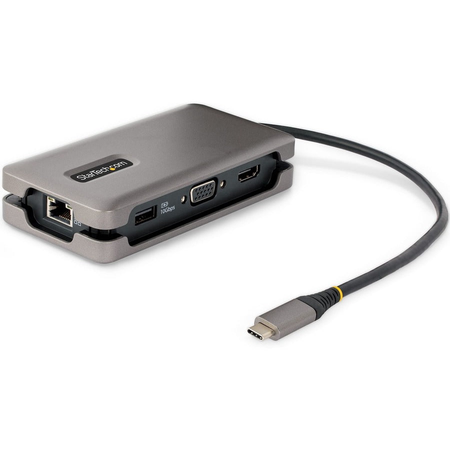 StarTech.com USB-C Multiport Adapter, HDMI/VGA, 4K 60Hz, 3-Port USB Hub, 100W PD Pass-Through, GbE, Mini Docking Station, 1ft/30cm Cable DKT31CVHPD3