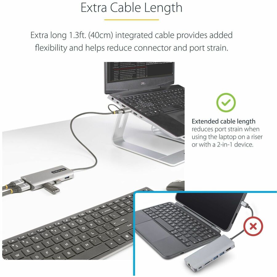 StarTech.com USB-C Multiport Adapter w/Attached USB-C to USB-A Dongle, Dual HDMI 4K/1080, 3x USB, Mini Laptop Docking Station, Travel Dock 167B-USBC-MULTIPORT