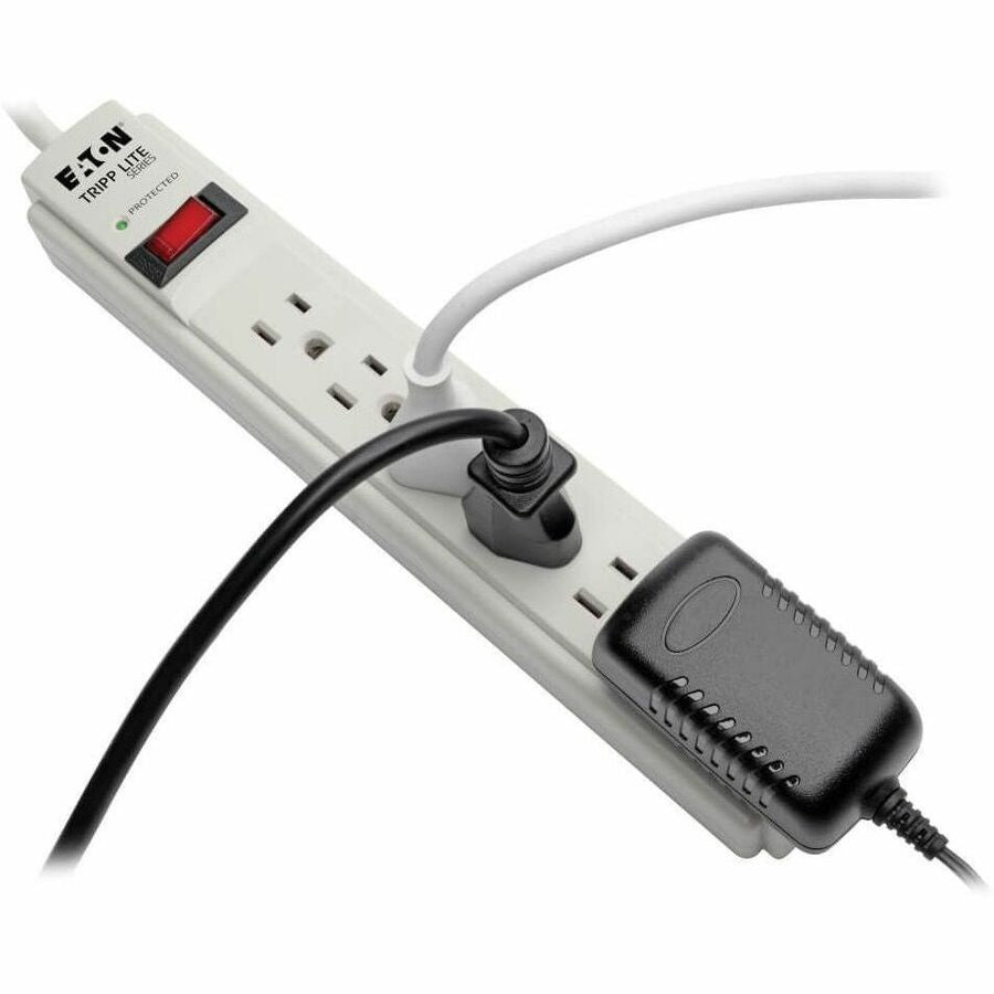 Eaton Tripp Lite Series Protect It! 6-Outlet Surge Protector, 8 ft. (2.43 m) Cord, 990 Joules, Low-Profile Right-Angle 5-15P plug TLP608