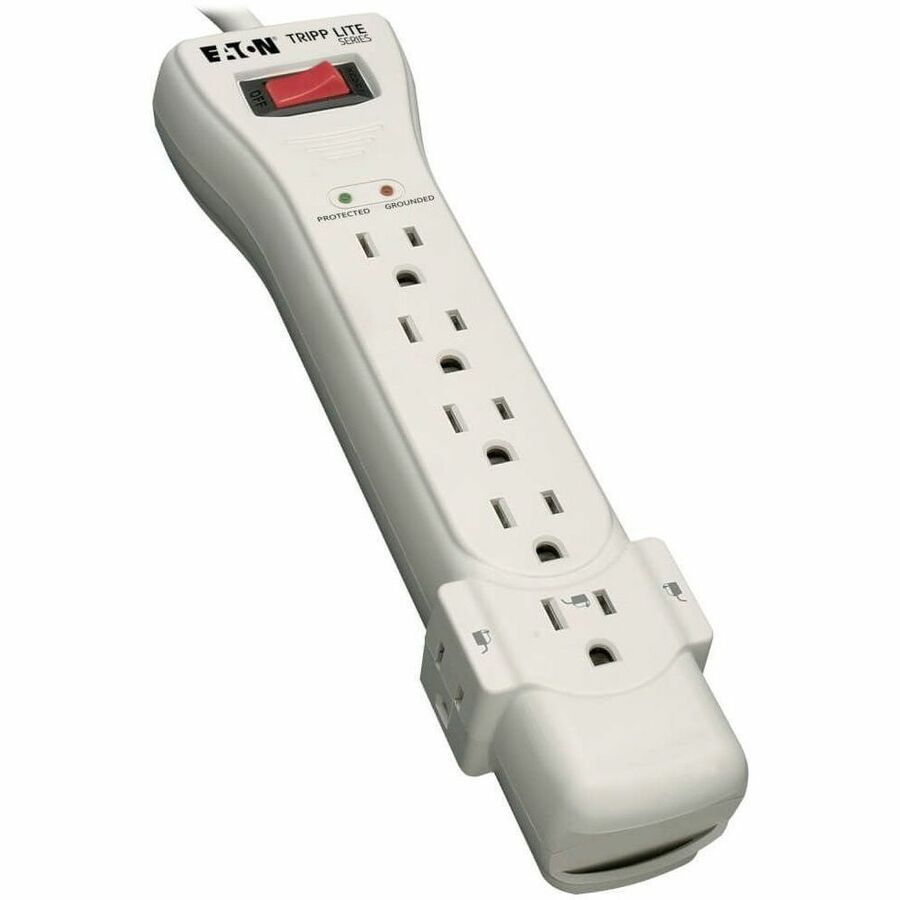 Eaton Tripp Lite Series Protect It! 7-Outlet Surge Protector, 7 ft. Cord with Right-Angle Plug, 2160 Joules, Diagnostic LEDs, Light Gray Housing SUPER7