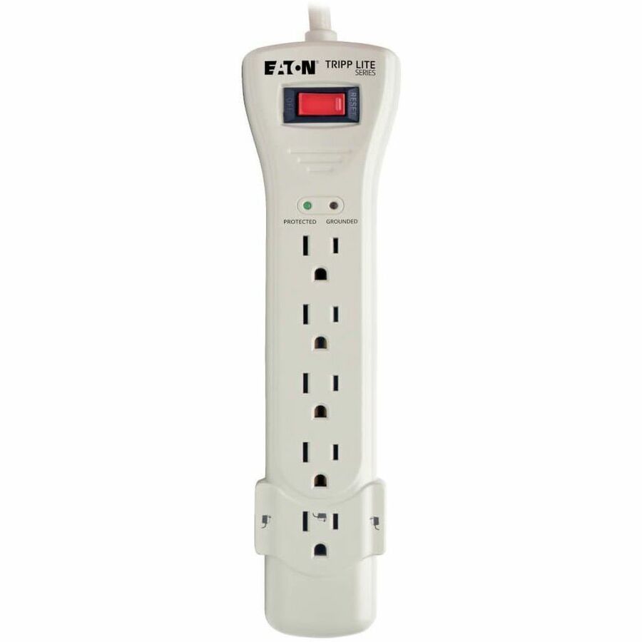 Eaton Tripp Lite Series Protect It! 7-Outlet Surge Protector, 7 ft. Cord with Right-Angle Plug, 2160 Joules, Diagnostic LEDs, Light Gray Housing SUPER7