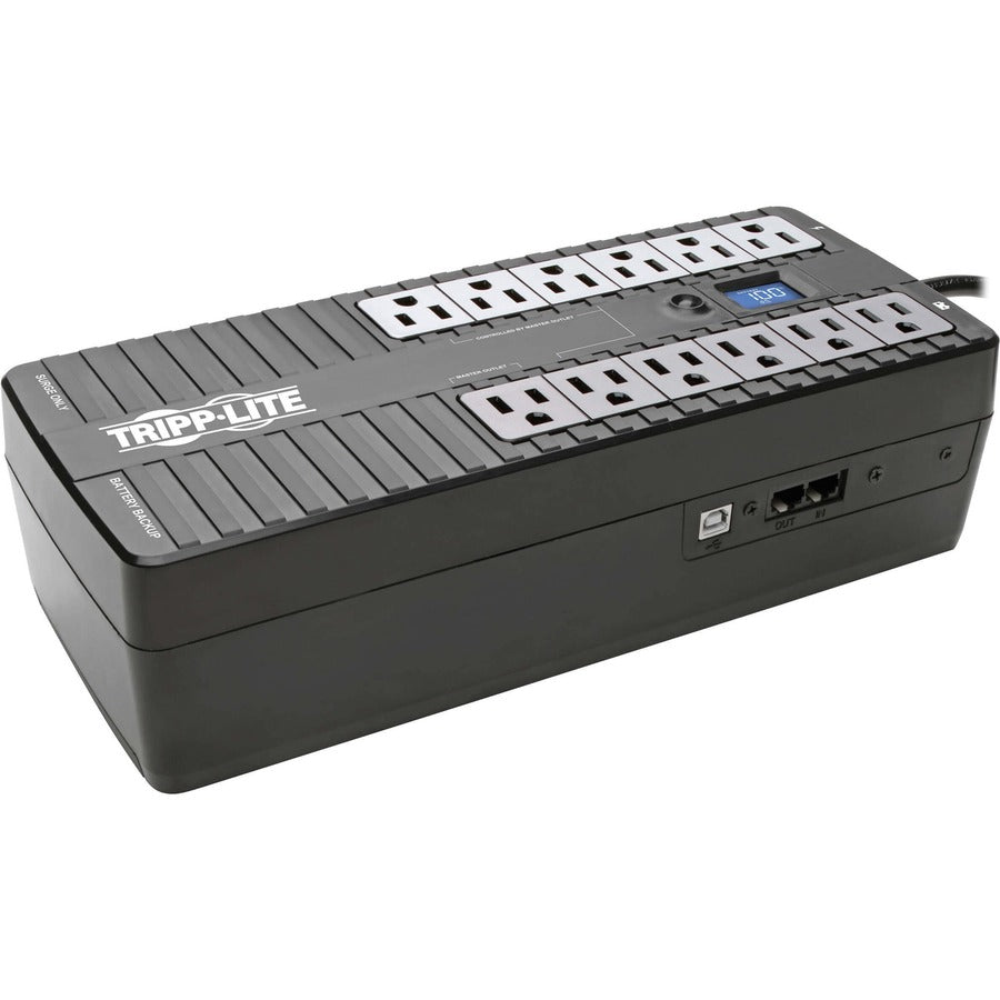 Tripp Lite by Eaton 850VA 425W Standby UPS - 12 NEMA 5-15R Outlets, 120V, 50/60 Hz, USB, LCD, ENERGY STAR, Desktop/Wall - Battery Backup ECO850LCD