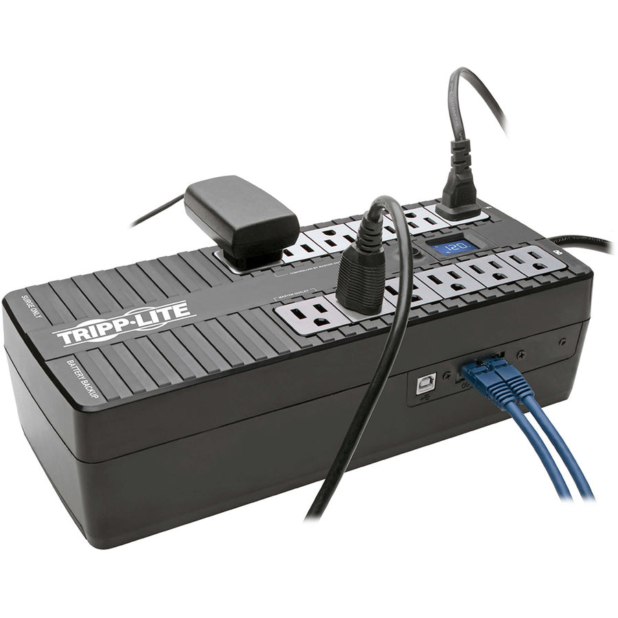Tripp Lite by Eaton 850VA 425W Standby UPS - 12 NEMA 5-15R Outlets, 120V, 50/60 Hz, USB, LCD, ENERGY STAR, Desktop/Wall - Battery Backup ECO850LCD