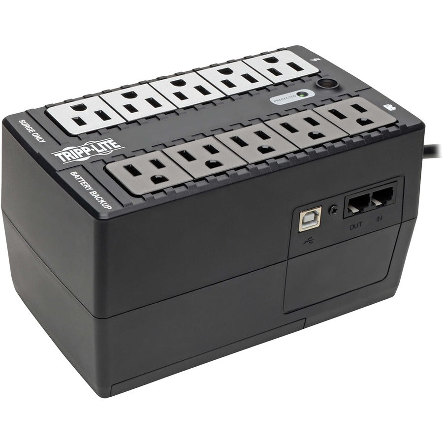 Tripp Lite by Eaton 600VA 325W Standby UPS - 10 NEMA 5-15R Outlets, 120V, 50/60 Hz, USB, 5-15P Plug, Desktop/Wall Mount - Battery Backup INTERNET600U