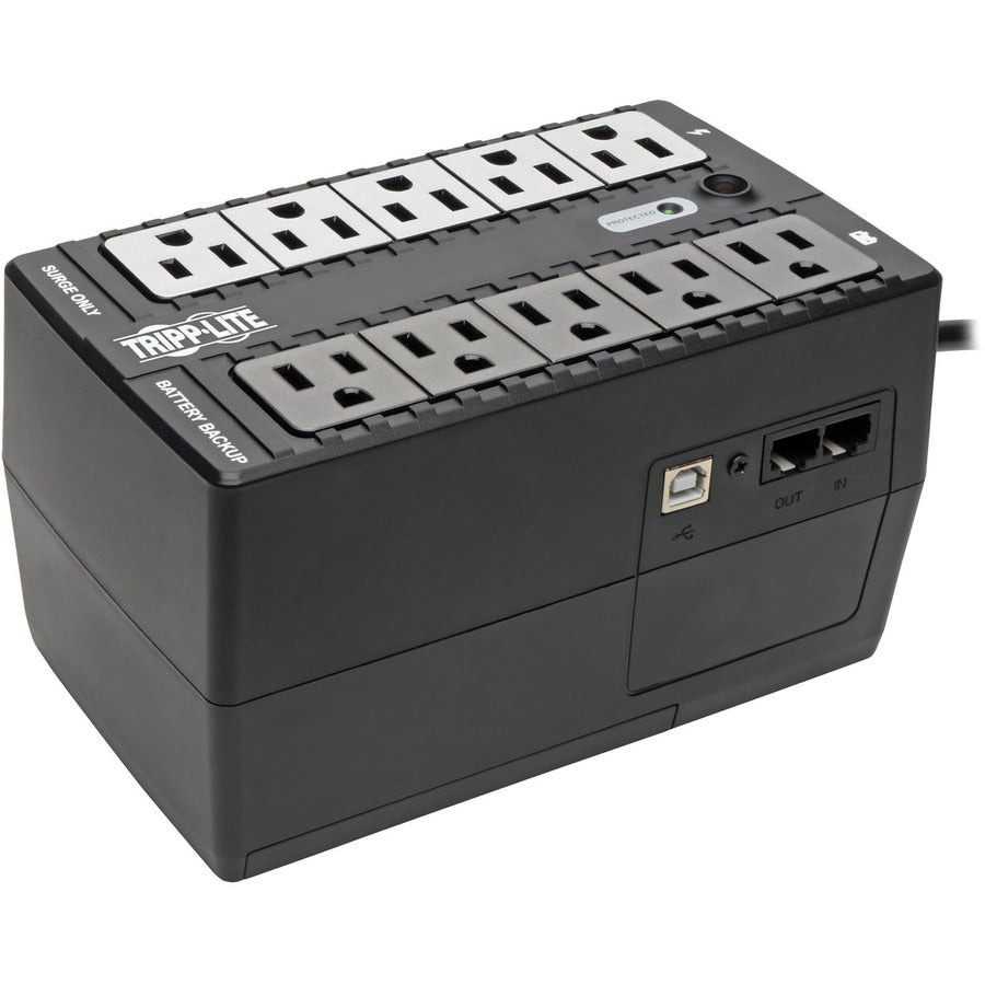 Tripp Lite by Eaton 550VA 300W Standby UPS - 10 NEMA 5-15R Outlets, 120V, 50/60 Hz, USB, 5-15P Plug, Desktop/Wall Mount - Battery Backup INTERNET550U
