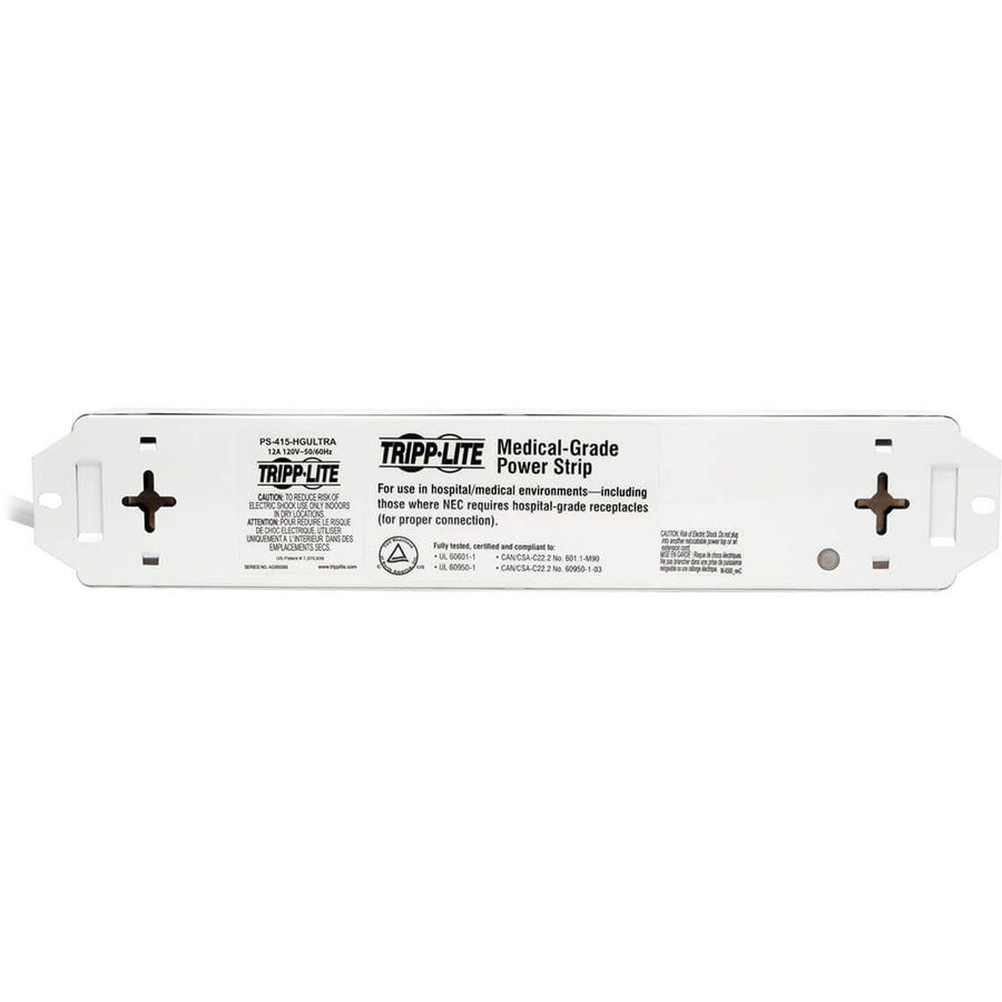 Tripp Lite by Eaton Safe-IT UL 60601-1 Medical-Grade Power Strip for Patient-Care Vicinity, 4x 15A Hospital-Grade Outlets, Safety Covers, 6 ft. Cord PS-406-HGULTRA