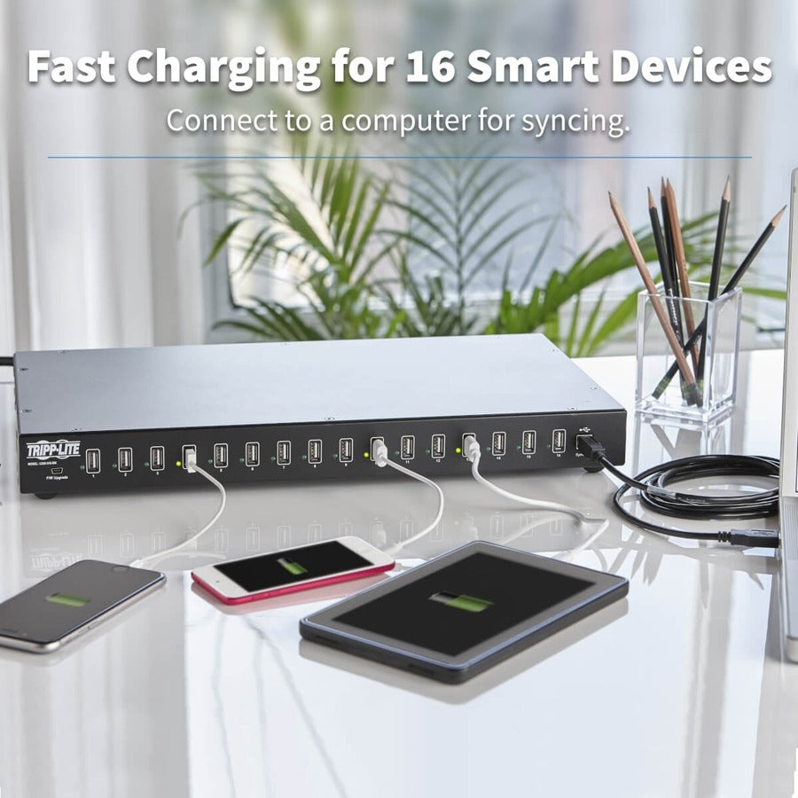 Tripp Lite by Eaton 16-Port USB Charging Station with Syncing Function - 5V 40A / 200W USB Charger Output, TAA U280-016-RM