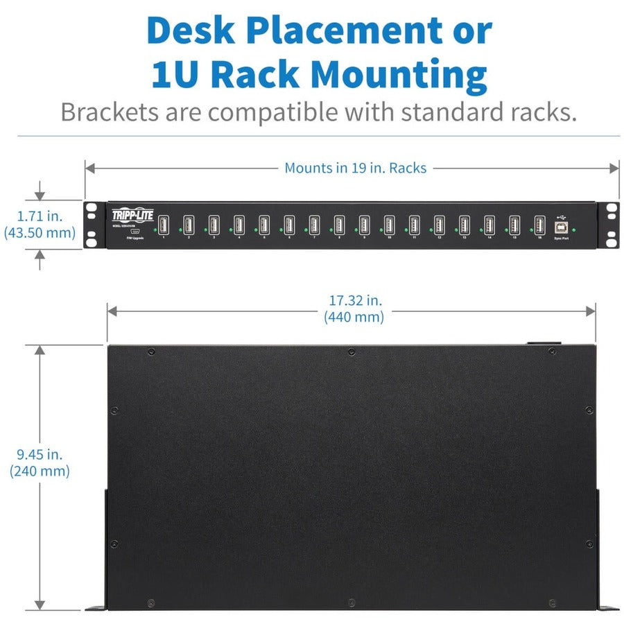 Tripp Lite by Eaton 16-Port USB Charging Station with Syncing Function - 5V 40A / 200W USB Charger Output, TAA U280-016-RM