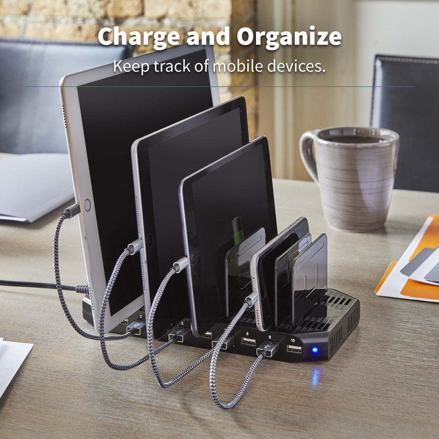 Tripp Lite by Eaton 10-Port USB Charging Station with Adjustable Storage, 12V 8A (96W) USB Charger Output U280-010-ST