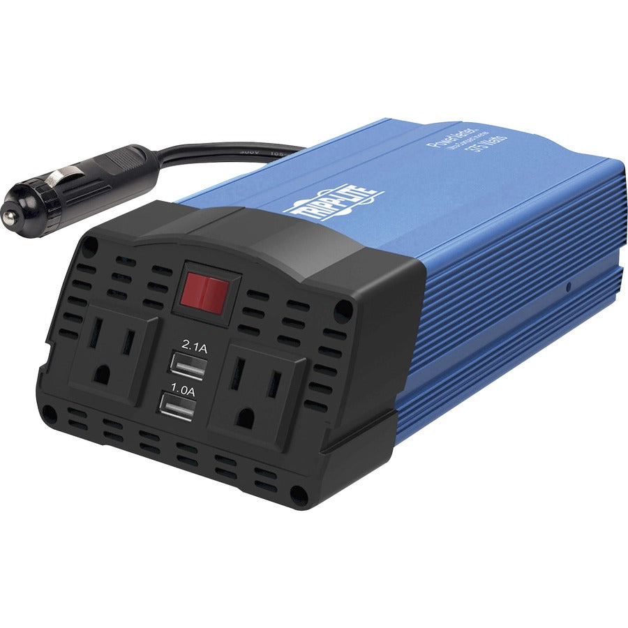 Tripp Lite by Eaton 375W PowerVerter Ultra-Compact Car Inverter with 2 AC Outlets, 2 USB Charging Ports and Battery Cables PV375USB