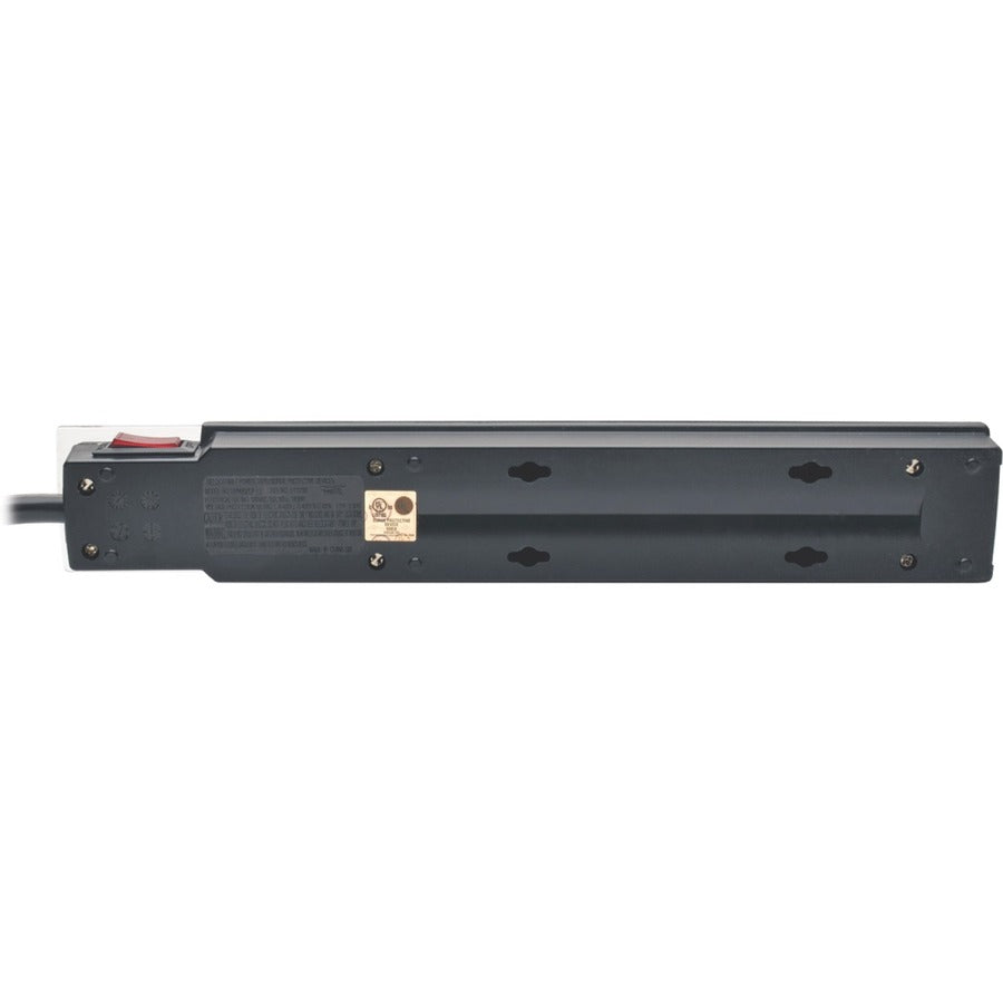Tripp Lite by Eaton Protect It! 6-Outlet Surge Protector, 6 ft. (1.83 m) Cord, Right-Angle Plug, Side-Mount Switch, 1440 Joules, Tel/Modem Protection, Black Housing TLP606SSTELB