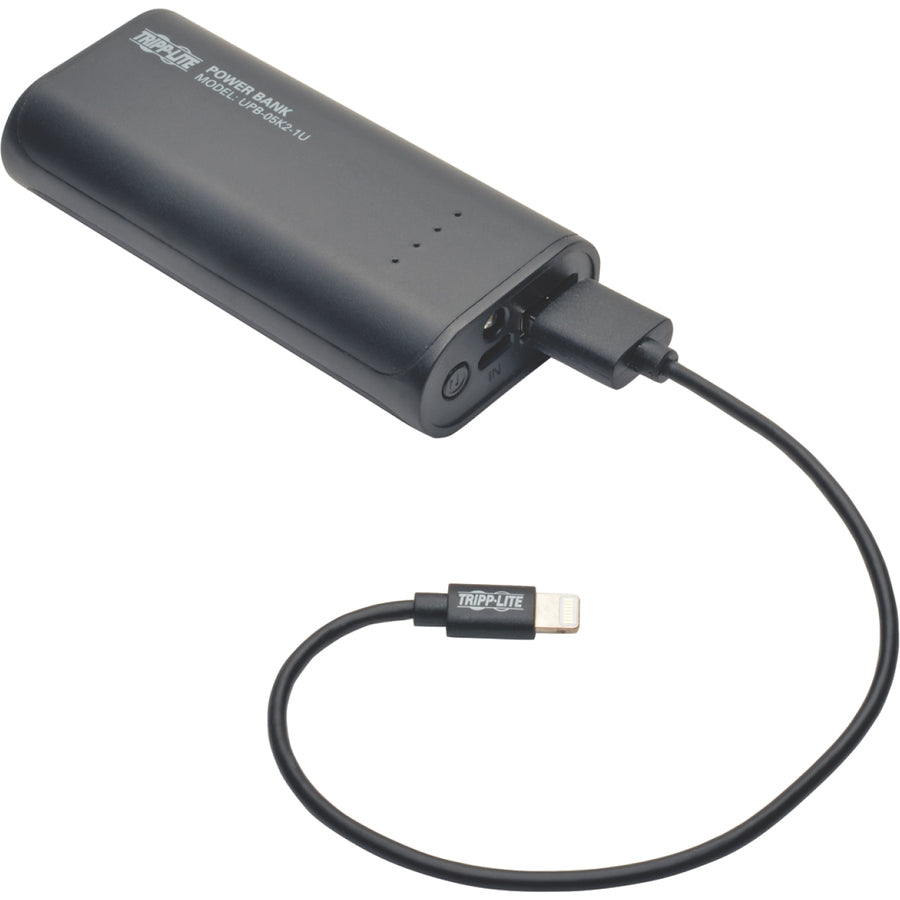 Tripp Lite by Eaton Portable Charger - USB-A, 5200mAh Power Bank, Lithium-Ion, LED Flashlight, Black UPB-05K2-1U
