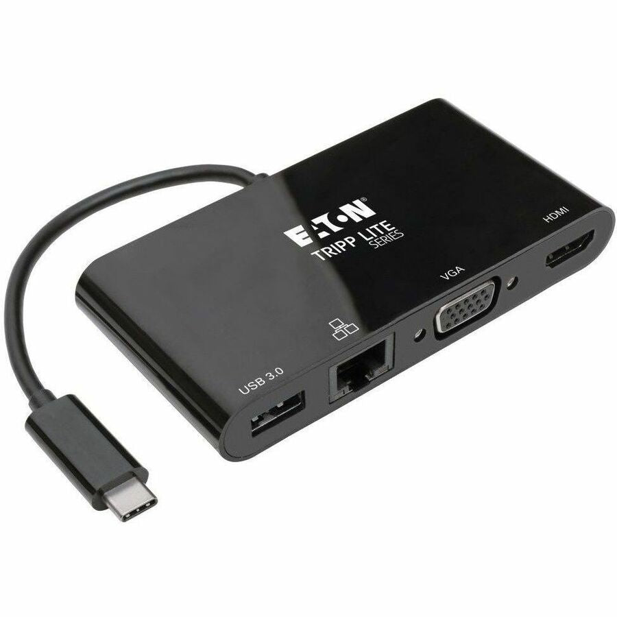 Tripp Lite by Eaton USB C Docking Station Adapter Converter 4K w/ HDMI, VGA, Gigabit Ethernet, USB-A Hub, Black, Thunderbolt 3 Compatible U444-06N-HV4GUB