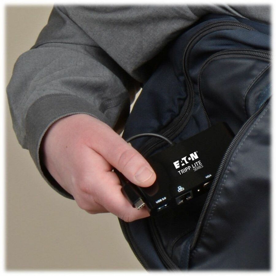 Tripp Lite by Eaton USB C Docking Station Adapter Converter 4K w/ HDMI, VGA, Gigabit Ethernet, USB-A Hub, Black, Thunderbolt 3 Compatible U444-06N-HV4GUB