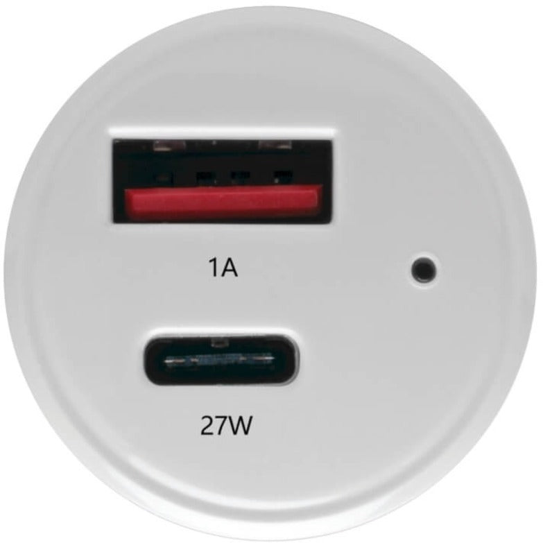 Tripp Lite by Eaton Dual-Port USB Car Charger with PD Charging - USB Type C (27W) & USB Type A (5V 1A/5W), UL 2089 U280-C02-C1A1