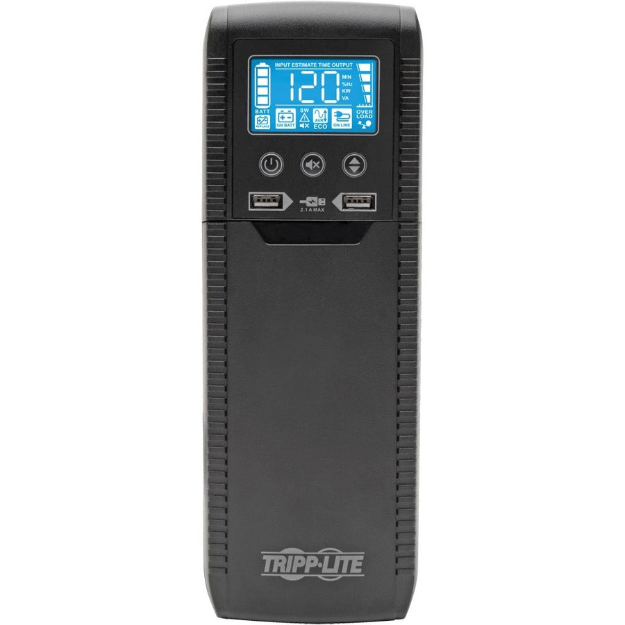 Tripp Lite by Eaton Line Interactive UPS with USB and 10 Outlets - 120V, 1300VA, 720W, 50/60 Hz, AVR, ECO Series, ENERGY STAR V2.0 - Battery Backup ECO1300LCD