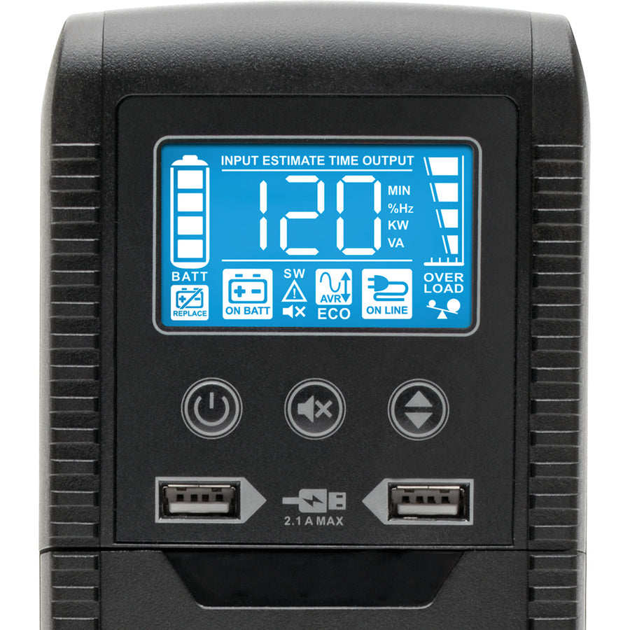 Tripp Lite by Eaton Line-Interactive UPS with USB and 8 Outlets - 120V, 1000VA, 600W, 50/60 Hz, AVR, ECO Series - Battery Backup ECO1000LCD