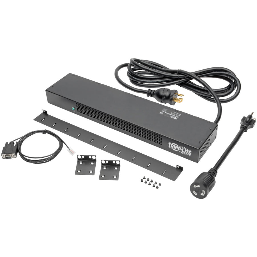 Tripp Lite by Eaton 1.9kW Single-Phase Switched PDU, LX Interface, 120V Outlets (8 5-15/20R), NEMA L5-20P/5-20P input, 12 ft. (3.66 m) Cord, 1U Rack, TAA PDUMH20NET2LX