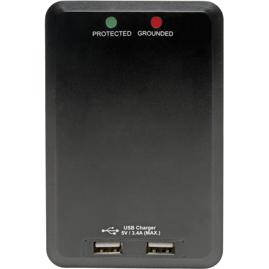 Tripp Lite by Eaton 6-Outlet Surge Protector with 2 USB Ports (3.4A Shared) - Side Load, Direct Plug-In, 1050 Joules TLP6SLUSBB