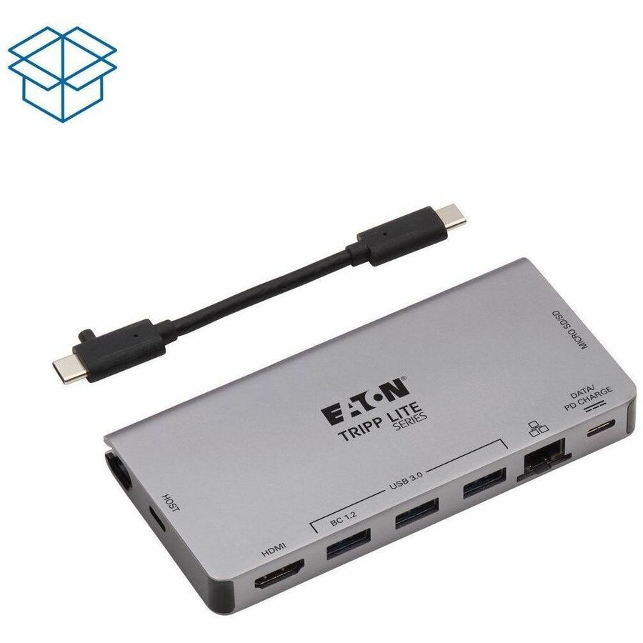 Tripp Lite by Eaton USB-C Dock - 4K HDMI, USB 3.x (5Gbps), USB-A/C Hub Ports, GbE, Memory Card, 100W PD Charging, Detachable Cord U442-DOCK5D-GY