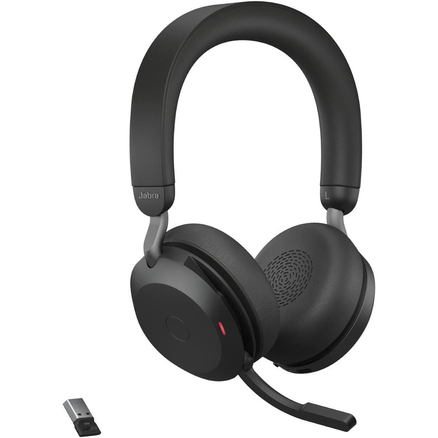 Jabra Evolve2 75 Wireless On-ear Stereo Headset - USB-A - Unified Communication - Black - Binaural - Ear-cup - 3000 cm - Bluetooth - 20 Hz to 20 kHz - MEMS Technology Microphone - Noise Cancelling 27599-989-999